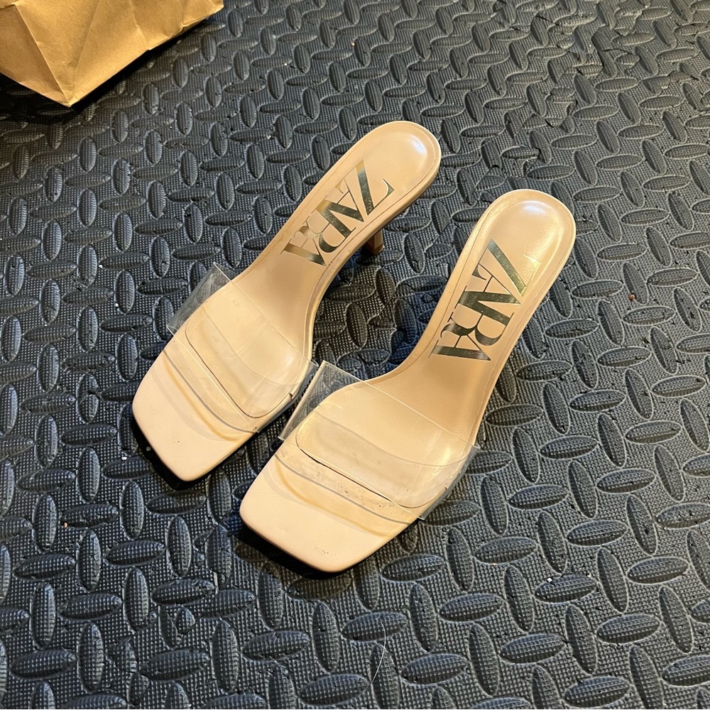 Nude/Clear Heeled Sandals